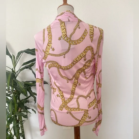 Versace Chain Pink loose long sleeve bodysuit - Picture 6 of 16
